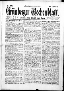 Gr&uuml;nberger Wochenblatt: Zeitung f&uuml;r Stadt und Land, No. 306. (30. Dezember 1920)