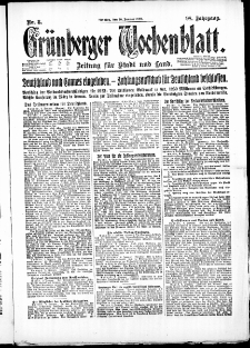 Grünberger Wochenblatt: Zeitung für Stadt und Land, No. 8. (10. Januar 1922)