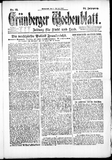 Gr&uuml;nberger Wochenblatt: Zeitung f&uuml;r Stadt und Land, No. 17. (20. Januar 1922)