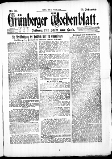 Grünberger Wochenblatt: Zeitung für Stadt und Land, No. 23. (27. Januar 1922)