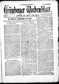 Grünberger Wochenblatt: Zeitung für Stadt und Land, No. 24. (28. Januar 1922)