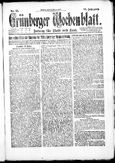 Grünberger Wochenblatt: Zeitung für Stadt und Land, No. 25. (29. Januar 1922)