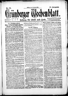 Grünberger Wochenblatt: Zeitung für Stadt und Land, No. 29. (3. Februar 1922)