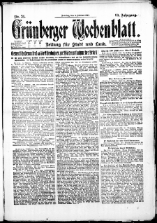 Grünberger Wochenblatt: Zeitung für Stadt und Land, No. 31. (5. Februar 1922)