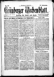 Grünberger Wochenblatt: Zeitung für Stadt und Land, No. 32. (7. Februar 1922)
