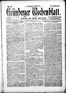 Gr&uuml;nberger Wochenblatt: Zeitung f&uuml;r Stadt und Land, No. 50. (28. Februar 1922)