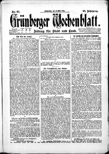 Grünberger Wochenblatt: Zeitung für Stadt und Land, No. 66. (18. März 1922)