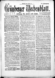 Gr&uuml;nberger Wochenblatt: Zeitung f&uuml;r Stadt und Land, No. 68. (21. M&auml;rz 1922)