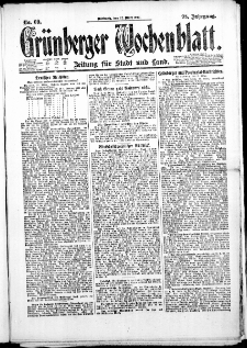 Grünberger Wochenblatt: Zeitung für Stadt und Land, No. 69. (22. März 1922)