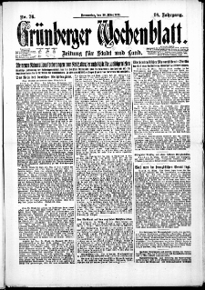 Grünberger Wochenblatt: Zeitung für Stadt und Land, No. 76. (30. März 1922)
