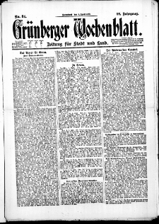 Grünberger Wochenblatt: Zeitung für Stadt und Land, No. 84. (8. April 1922)