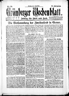 Grünberger Wochenblatt: Zeitung für Stadt und Land, No. 86. (11. April 1922)