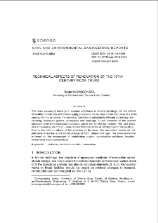 Technical aspects of renovation of the 16thcentury roof truss