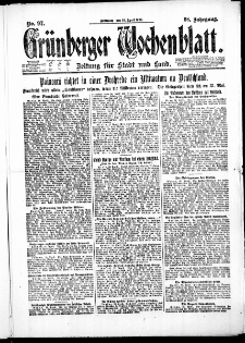 Grünberger Wochenblatt: Zeitung für Stadt und Land, No. 97. (26. April 1922)