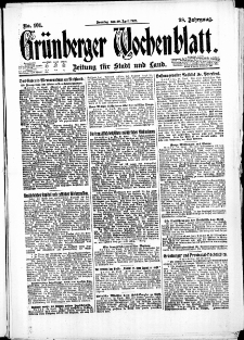 Grünberger Wochenblatt: Zeitung für Stadt und Land, No. 101. (30. April 1922)