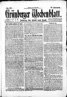 Grünberger Wochenblatt: Zeitung für Stadt und Land, No. 107. (7. Mai 1922)