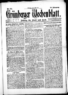 Gr&uuml;nberger Wochenblatt: Zeitung f&uuml;r Stadt und Land, No. 114. (16. Mai 1922)