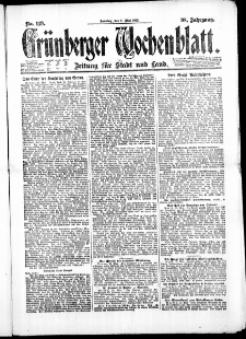 Grünberger Wochenblatt: Zeitung für Stadt und Land, No. 119. (21. Mai 1922)