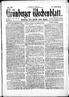 Grünberger Wochenblatt: Zeitung für Stadt und Land, No. 125. (30. Mai 1922)