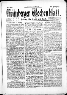 Gr&uuml;nberger Wochenblatt: Zeitung f&uuml;r Stadt und Land, No. 127. (1. Juni 1922)