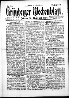 Grünberger Wochenblatt: Zeitung für Stadt und Land, No. 134. (10. Juni 1922)