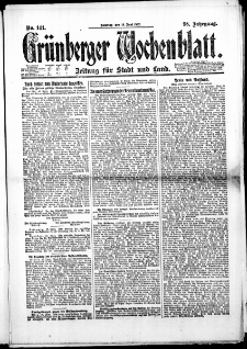 Grünberger Wochenblatt: Zeitung für Stadt und Land, No. 141. (18. Juni 1922)