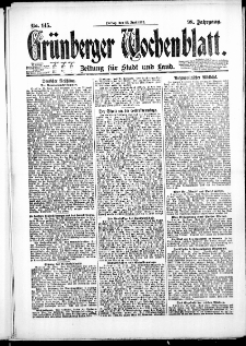Grünberger Wochenblatt: Zeitung für Stadt und Land, No. 145. (23. Juni 1922)
