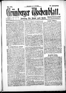 Gr&uuml;nberger Wochenblatt: Zeitung f&uuml;r Stadt und Land, No. 146. (24. Juni 1922)