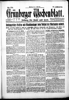 Grünberger Wochenblatt: Zeitung für Stadt und Land, No. 154. (4. Juli 1922)