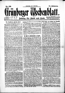 Grünberger Wochenblatt: Zeitung für Stadt und Land, No. 158. (8. Juli 1922)