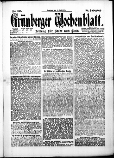 Grünberger Wochenblatt: Zeitung für Stadt und Land, No. 165. (16. Juli 1922)
