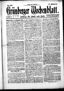 Grünberger Wochenblatt: Zeitung für Stadt und Land, No. 169. (21. Juli 1922)