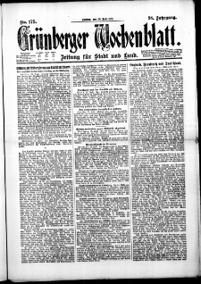 Grünberger Wochenblatt: Zeitung für Stadt und Land, No. 175. (28. Juli 1922)