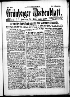 Grünberger Wochenblatt: Zeitung für Stadt und Land, No. 182. (5. August 1922)
