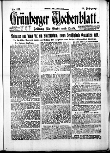Grünberger Wochenblatt: Zeitung für Stadt und Land, No. 185. (9. August 1922)