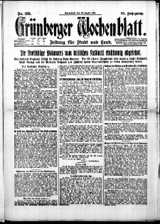 Gr&uuml;nberger Wochenblatt: Zeitung f&uuml;r Stadt und Land, No. 188. (12. August 1922)