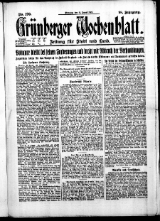 Gr&uuml;nberger Wochenblatt: Zeitung f&uuml;r Stadt und Land, No. 190. (15. August 1922)