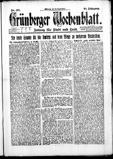 Grünberger Wochenblatt: Zeitung für Stadt und Land, No. 197. (23. August 1922)