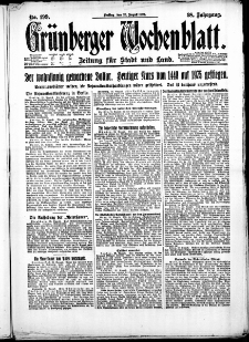 Grünberger Wochenblatt: Zeitung für Stadt und Land, No. 199. (25. August 1922)
