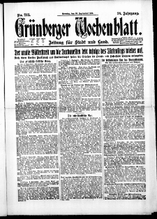 Grünberger Wochenblatt: Zeitung für Stadt und Land, No. 213. (10. September 1922)