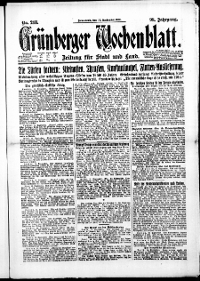 Grünberger Wochenblatt: Zeitung für Stadt und Land, No. 218. (16. September 1922)