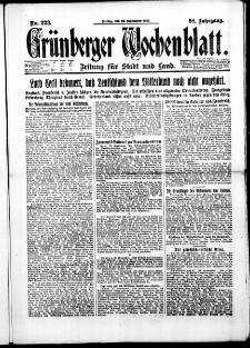 Grünberger Wochenblatt: Zeitung für Stadt und Land, No. 223. (22. September 1922)