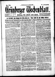 Grünberger Wochenblatt: Zeitung für Stadt und Land, No. 224. (23. September 1922)