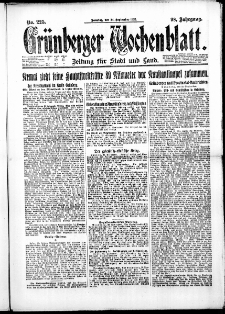 Grünberger Wochenblatt: Zeitung für Stadt und Land, No. 225. (24. September 1922)