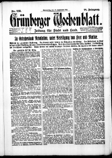 Grünberger Wochenblatt: Zeitung für Stadt und Land, No. 228. (28. September 1922)