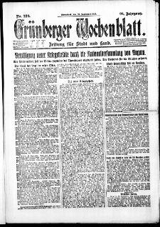 Grünberger Wochenblatt: Zeitung für Stadt und Land, No. 230. (30. September 1922)