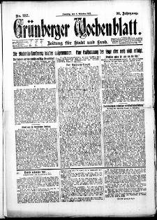 Grünberger Wochenblatt: Zeitung für Stadt und Land, No. 237. (8. Oktober 1922)