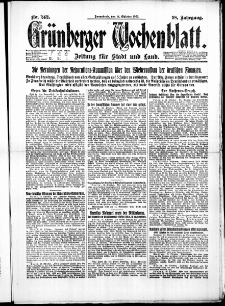 Gr&uuml;nberger Wochenblatt: Zeitung f&uuml;r Stadt und Land, No. 242. (14. Oktober 1922)