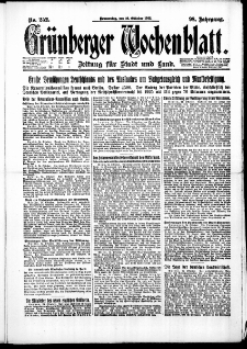Gr&uuml;nberger Wochenblatt: Zeitung f&uuml;r Stadt und Land, No. 252. (26. Oktober 1922)