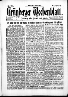 Grünberger Wochenblatt: Zeitung für Stadt und Land, No. 257. (1. November 1922)